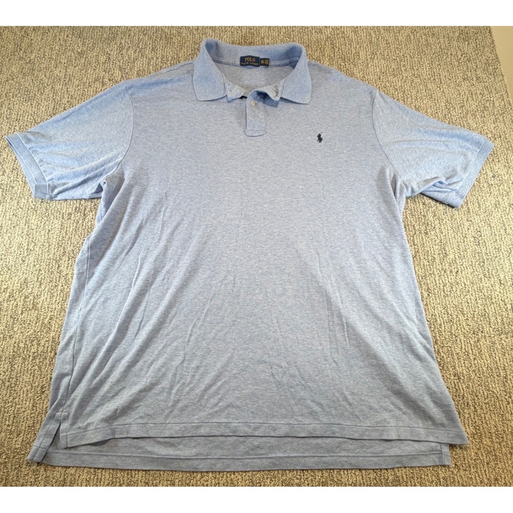 Polo Ralph Lauren Polo Shirt Mens 3XLT Light Blue Heather Short Sleeve Cotton